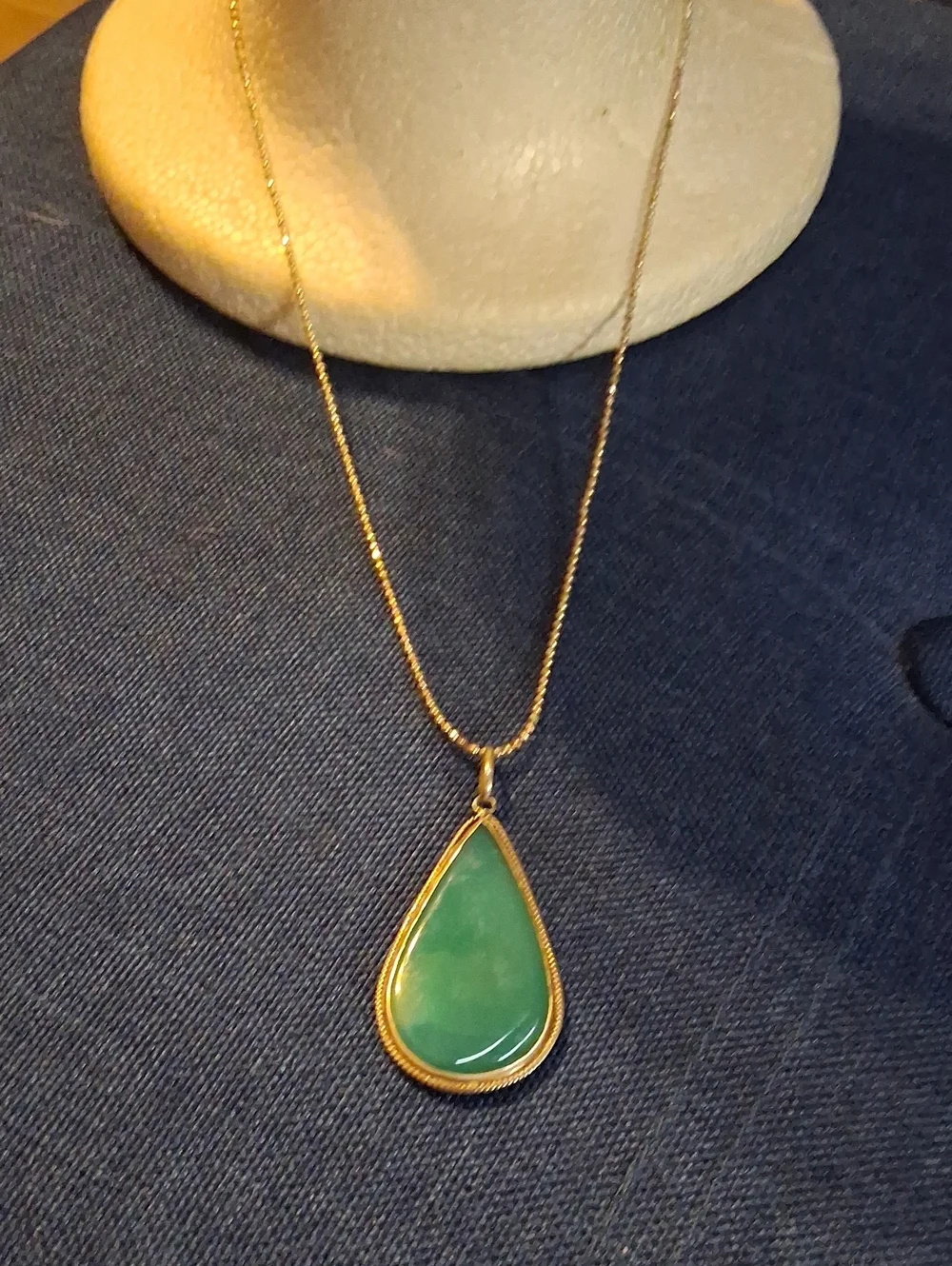 Sterling Silver Teardrop Green Pendant Necklace - Women Jewelry